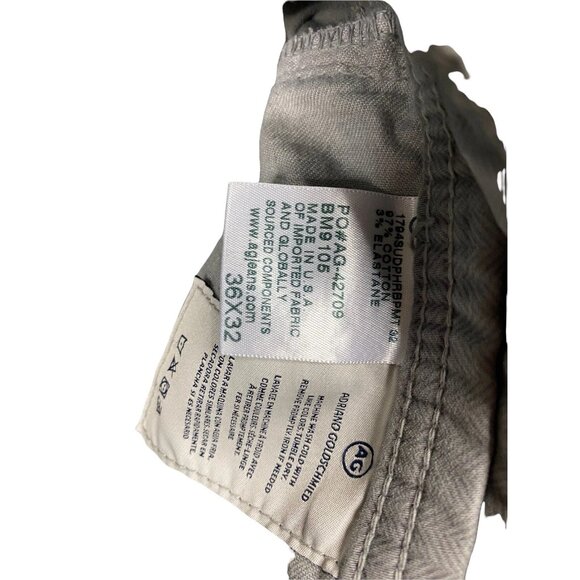 AG Adriano Goldschmied Everett Pants Mens 36x32 Slim Straight Herringbone Gray - Picture 3 of 5